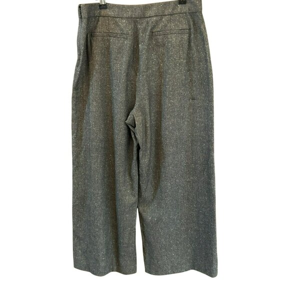 Rebecca Taylor Women's Gray Wool Silk Blend Cropped Wide Leg Pants Size 10 - Picture 5 of 8